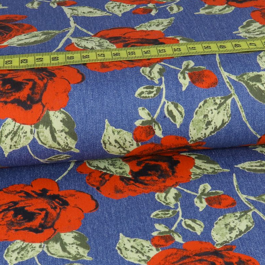 Baumwolle Stretch - Jeans Rosen Jeansblau Baumwolle Stretch - Jeans Rosen Jeansblau