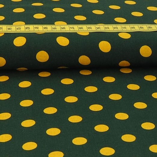 Viskose Blusenstoff Gelbe Dots auf Dunkelgrün Viskose Blusenstoff Gelbe Dots auf Dunkelgrün
