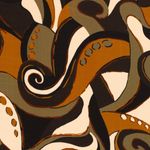 Bekleidungsstoff Viskose - Satinstoff Abstraktes Schnörkelmuster mit Senfgelb Digital