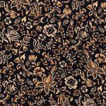 Bekleidungsstoff Viskose - Satinstoff Blumenranken Beige auf Schwarz Digital