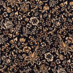 Bekleidungsstoff Viskose - Satinstoff Blumenranken Beige auf Schwarz Digital