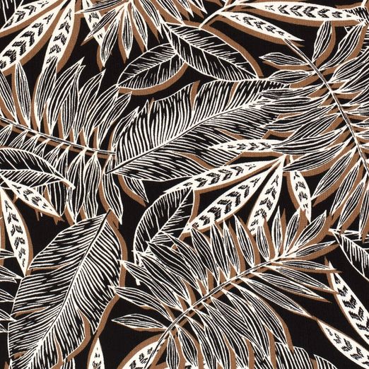 Bekleidungsstoff Viskose Krepp Palmenblätter Hellbraun