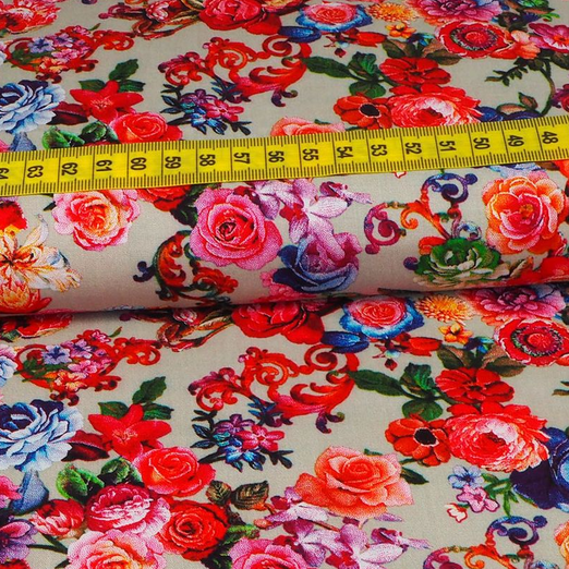 Viskose Blumenbouquet Beige Viskose Blumenbouquet Beige