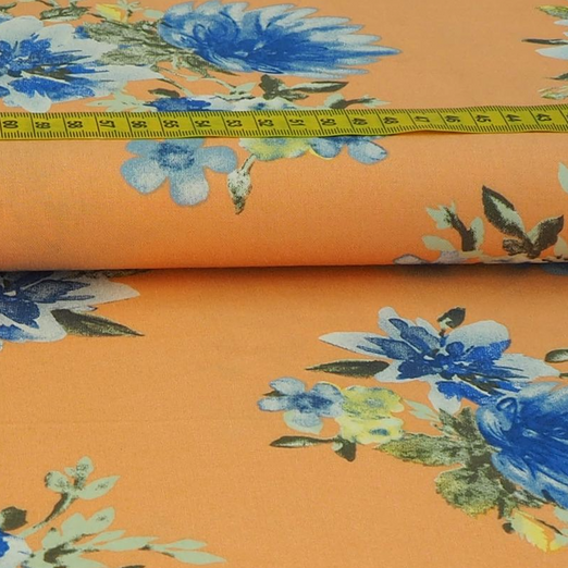 Viskose Blusenstoff Big Flowers Apricot