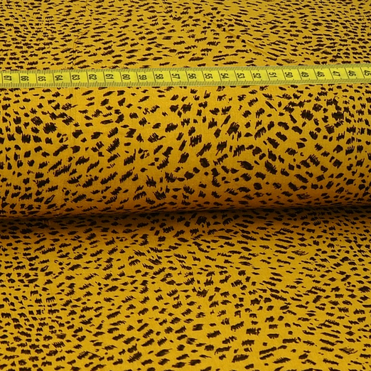 Bekleidungsstoff Viskose Gestricheltes Muster auf Senfgelb