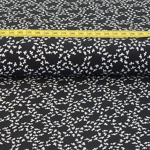 Viskose Blusenstoff Blümchenkranz Schwarz Viskose Blusenstoff Blümchenkranz Schwarz