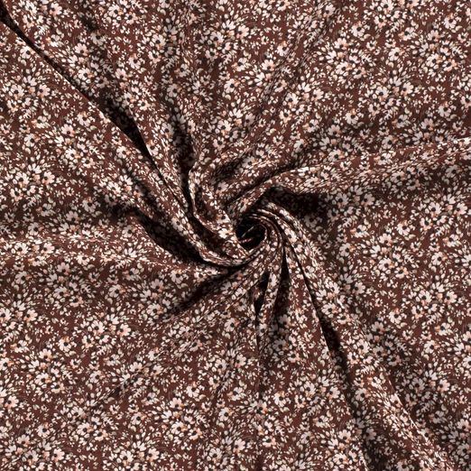 Bekleidungsstoff Viskose Kleine Blumensträuße auf Braun Digital Bekleidungsstoff Viskose Kleine Blumensträuße auf Braun Digital