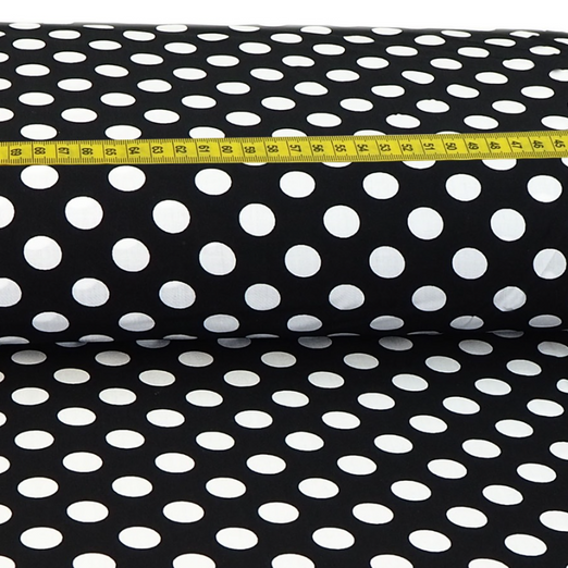 Bekleidungsstoff Viskose Dots auf Schwarz Bekleidungsstoff Viskose Dots auf Schwarz