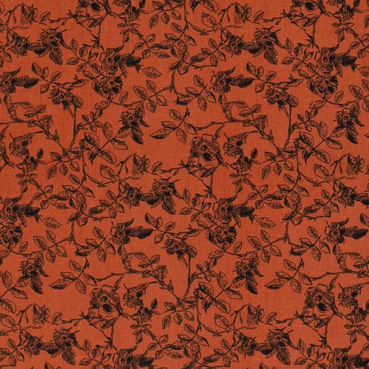 Bekleidungsstoff Viskose Rosenhecke auf Blutorange