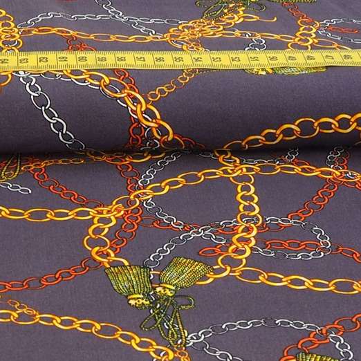 Viskose Blusenstoff Chains Dunkelgrau