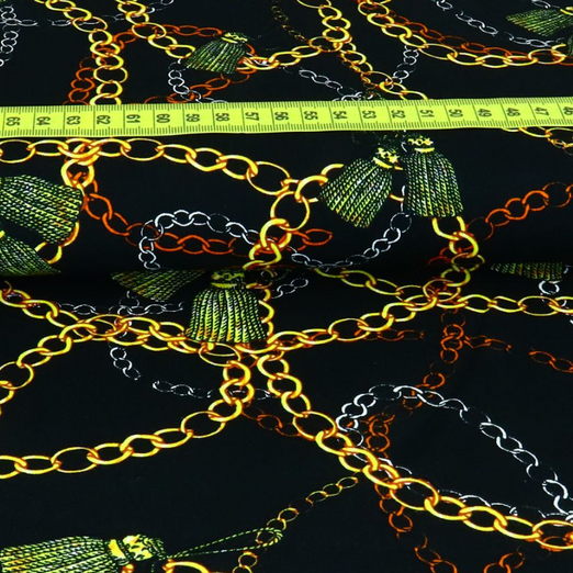Viskose Blusenstoff Chains Schwarz