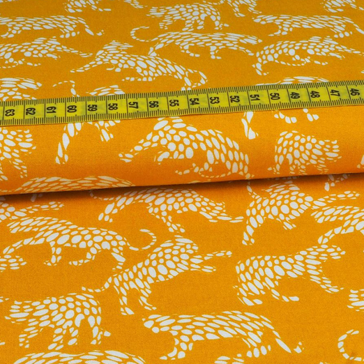 Viskose Weiße Tiger auf Senfgelb