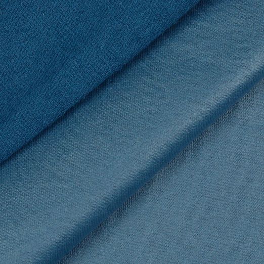 FRENCH TERRY COATED - beschichteter Sommersweat Uni Hellblau/Jeansblau