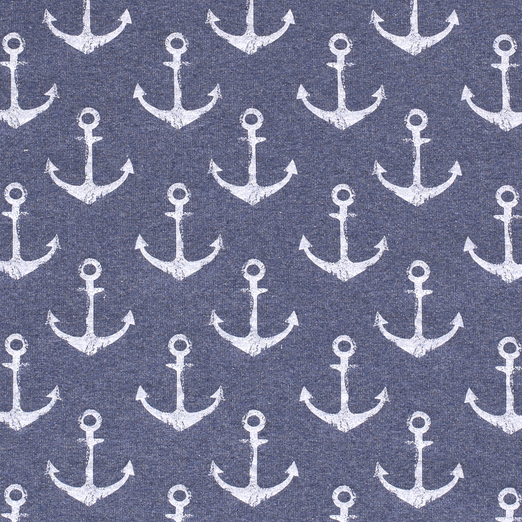 Sommersweat XL Anker auf Rauchblau Meliert