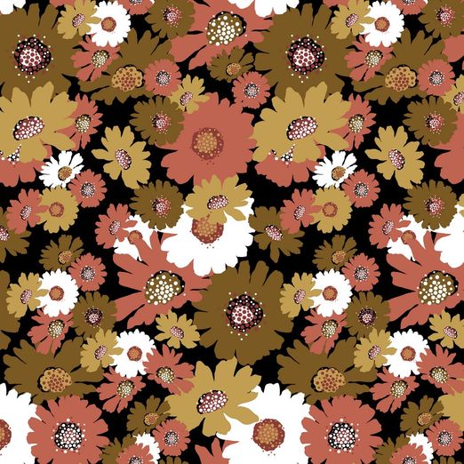 Soft Sweat Big Flowers auf Schwarz BIO