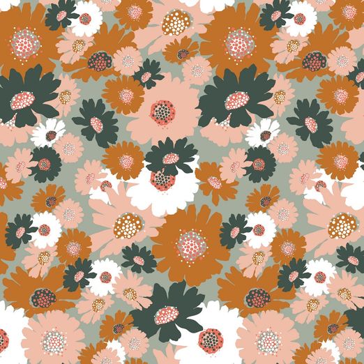 Soft Sweat Big Flowers auf Dunkelmint BIO