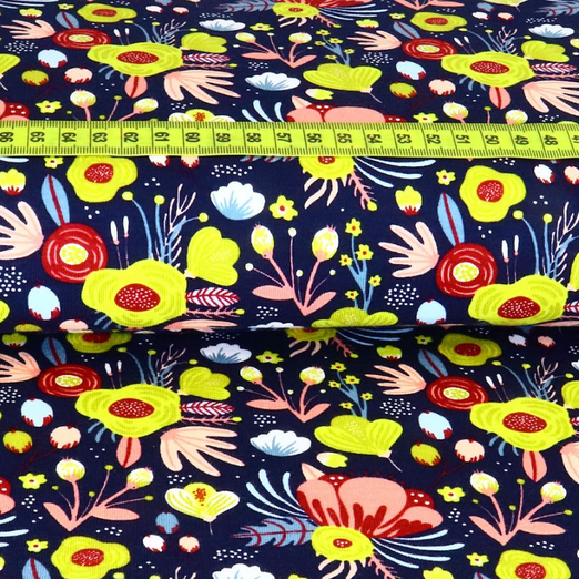 Jersey Flowers auf Navy BIO