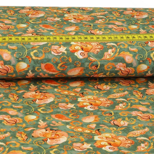 Jersey Paisley Retro auf Grün Digital