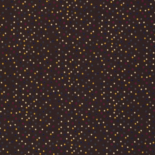 Viskose Jersey Colourful Dots auf Dunkelbraun Viskose Jersey Colourful Dots auf Dunkelbraun