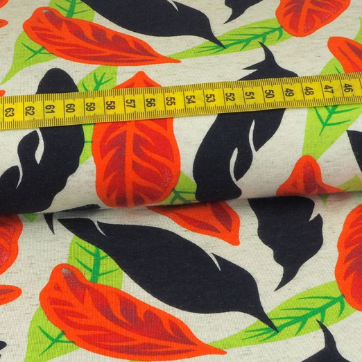 Viskose Jersey Modern Leaves Orange/Lime Viskose Jersey Modern Leaves Orange/Lime