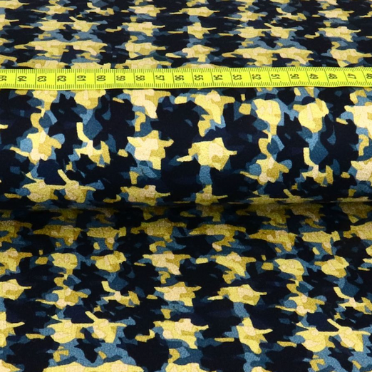 Viskose Jersey Retro Muster Daniela Beige/Blau Viskose Jersey Retro Muster Daniela Beige/Blau