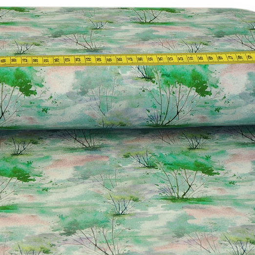 Viskose Jersey Bäume Mintgrau Digital Viskose Jersey Bäume Mintgrau Digital