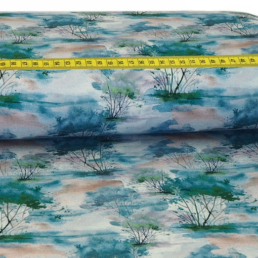 Viskose Jersey Bäume Blau Digital