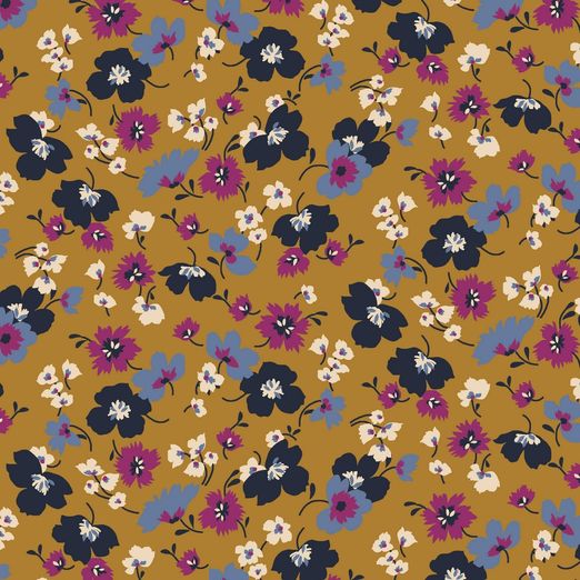 Jersey Modal Blüten auf Senfgelb Tencel™ Jersey Modal Blüten auf Senfgelb Tencel™