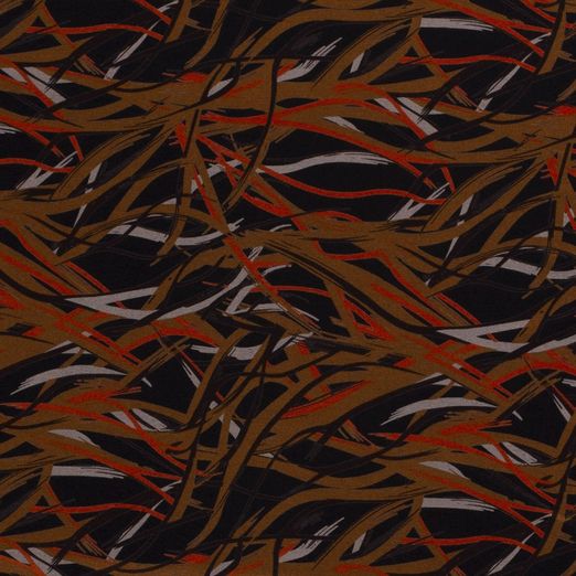 Viskose Jersey Zweige Hellbraun auf Schwarz Viskose Jersey Zweige Hellbraun auf Schwarz