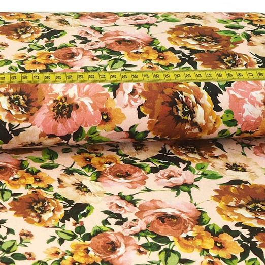 Viskose Jersey Big Flowers auf Hellrosa Digital