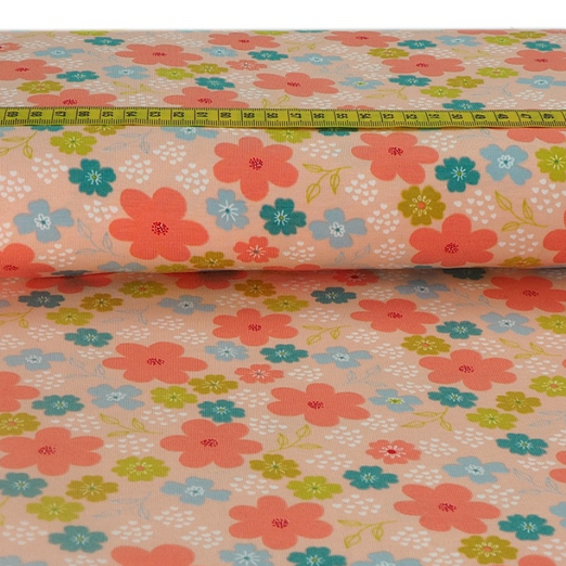 Jersey Flowers & Hearts Hellrosa BIO