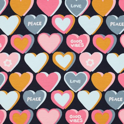 Sommersweat Hearts auf Dunkelblau