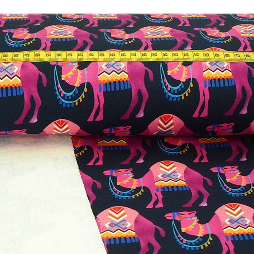 Sommersweat Hamburger Liebe Orient Oxident - CamelRide Pink auf Dunkelblau Digital