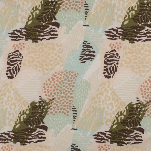 Sommersweat Animalprint Camouflage Khaki/Braun auf Hellbeige