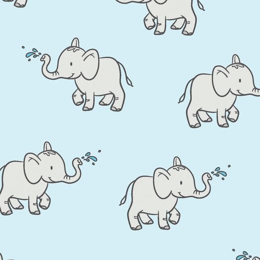 Jersey Sweet Elephant auf Hellblau Jersey Sweet Elephant auf Hellblau
