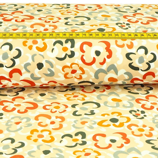 Feincord Große Blüten Beige Feincord Große Blüten Beige