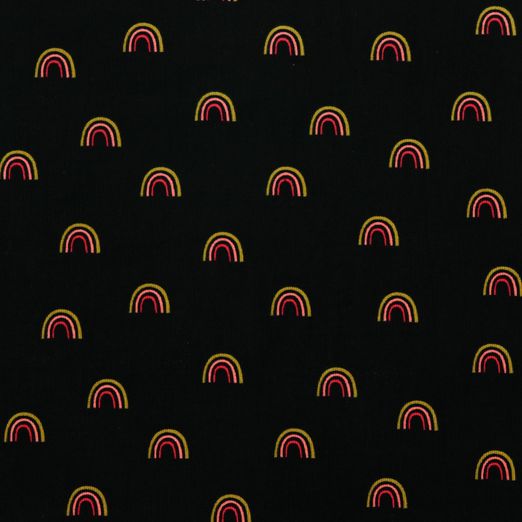 Feincord Regenbögen auf Schwarz