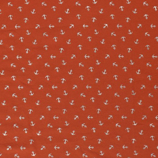 Jersey Foliendruck Silberne Anker auf Blutorange Jersey Foliendruck Silberne Anker auf Blutorange