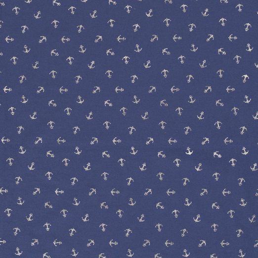 Jersey Foliendruck Silberne Anker auf Rauchblau Jersey Foliendruck Silberne Anker auf Rauchblau