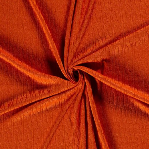 Viskose Strickstoff Zopfmuster Blutorange Viskose Strickstoff Zopfmuster Blutorange