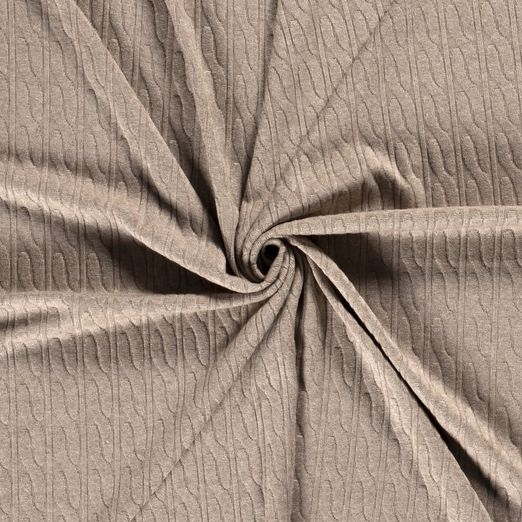 Viskose Strickstoff Zopfmuster Beige Meliert