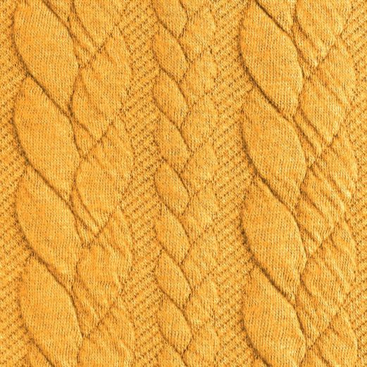 Strickstoff FASHION Zopfmuster Helles Ockergelb