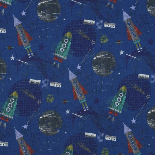 Sommersweat Space auf Blau Digital