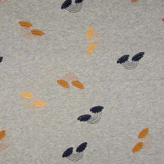 Sommersweat Double Face gestickte Regenbögen Gelb/Navy auf Hellgrau Meliert Sommersweat Double Face gestickte Regenbögen Gelb/Navy auf Hellgrau Meliert