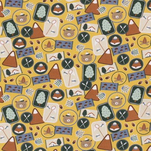 Sommersweat Patch Bär & Fuchs auf Sonnengelb