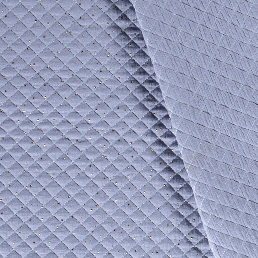 Musselin-Stepper - Rautenstepper mit goldenem Punkte-Foliendruck - Hellblau