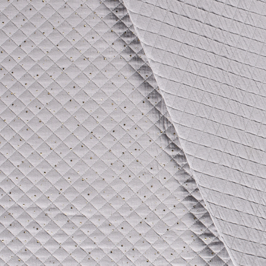 Musselin-Stepper - Rautenstepper mit goldenem Punkte-Foliendruck - Hellgrau Musselin-Stepper - Rautenstepper mit goldenem Punkte-Foliendruck - Hellgrau