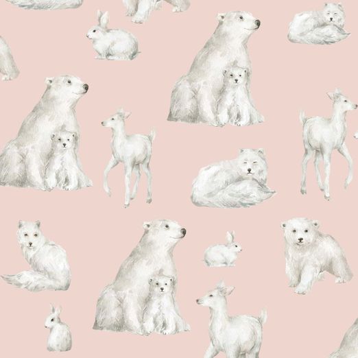 Sommersweat Wintertiere auf Hellrosa Digital Sommersweat Wintertiere auf Hellrosa Digital