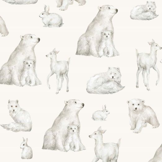 Sommersweat Wintertiere auf Creme Digital Sommersweat Wintertiere auf Creme Digital