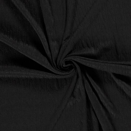 Viskose Strickstoff Zopfmuster Schwarz Viskose Strickstoff Zopfmuster Schwarz